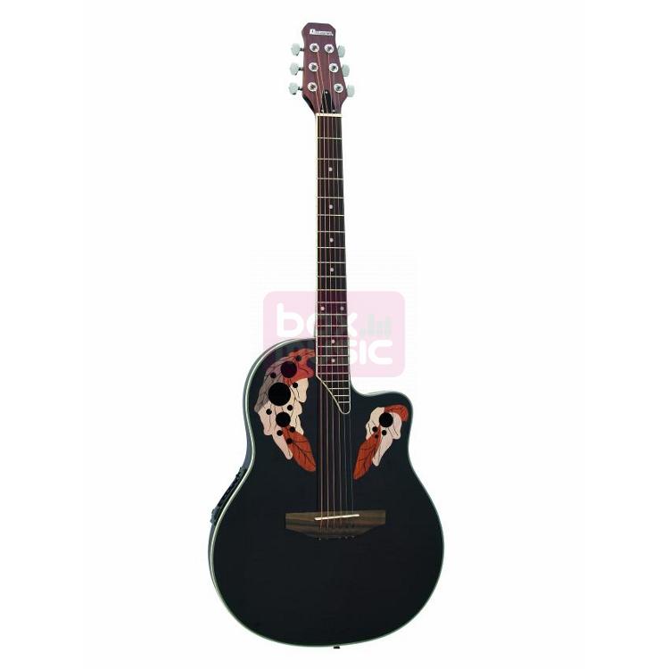 Dimavery OV-500 elektrisch-akoestische gitaar zwart gevlamd