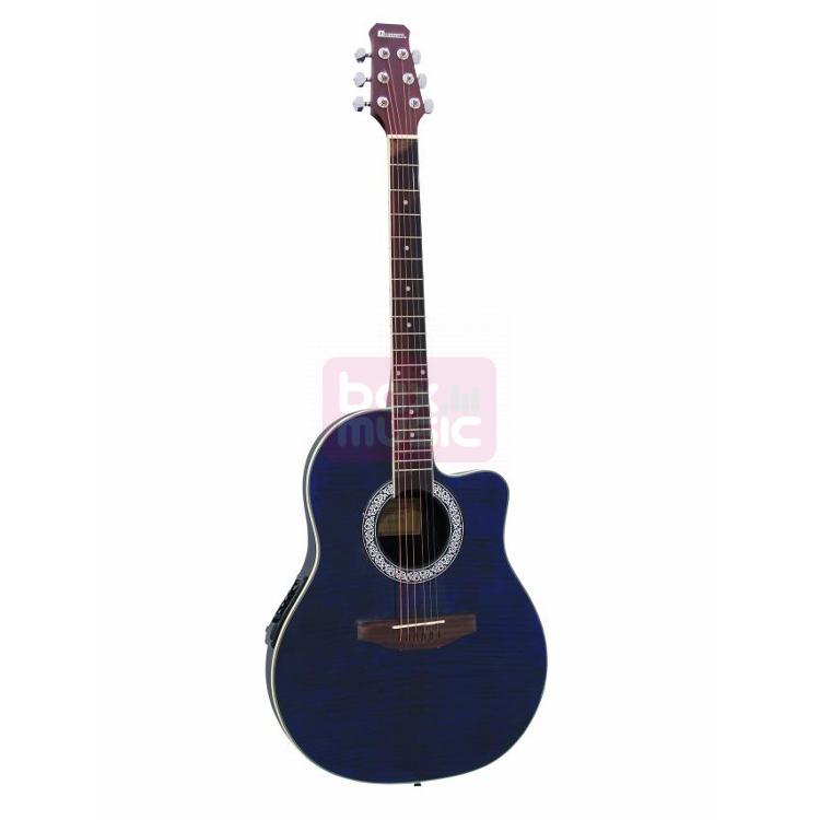 Dimavery RB-300 elektrisch-akoestische gitaar blauw gevlamd